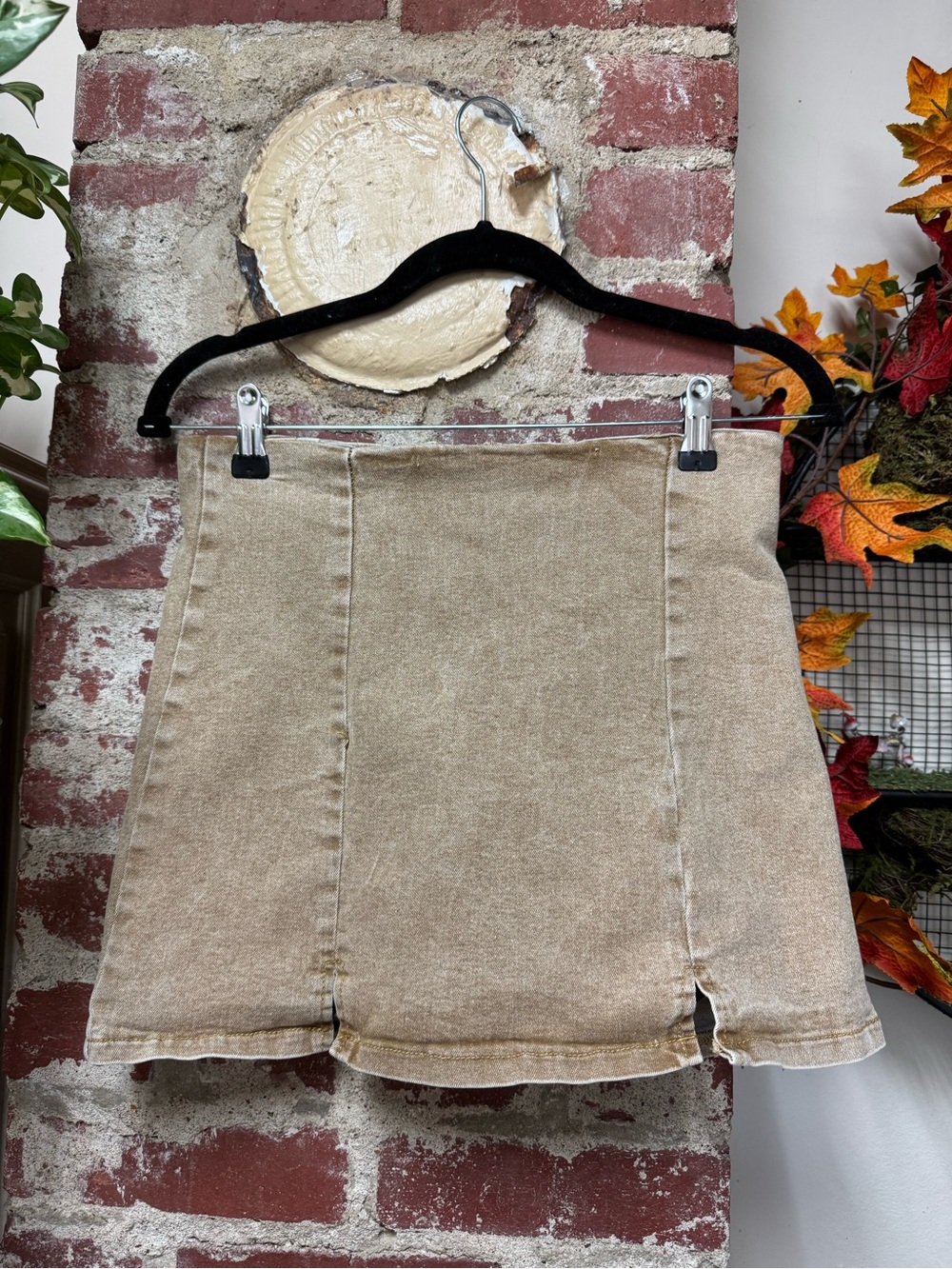 Windsor Khaki Mini Denim Skirt Skort Large